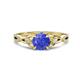 1 - Benita 1.08 ctw (6.50 mm) Round Tanzanite and Side Natural Diamond Celtic Love Knot Entwined Engagement Ring  