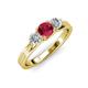 2 - Alyssa 0.96 ctw (5.50 mm) Round Ruby and Lab Grown Diamond Three Stone Engagement Ring 