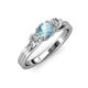 2 - Alyssa 0.92 ctw (5.50 mm) Round Aquamarine and Lab Grown Diamond Three Stone Engagement Ring 