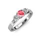 2 - Alyssa 0.92 ctw (5.50 mm) Round Pink Tourmaline and Lab Grown Diamond Three Stone Engagement Ring 