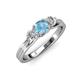 2 - Alyssa 0.93 ctw (5.50 mm) Round Blue Topaz and Lab Grown Diamond Three Stone Engagement Ring 