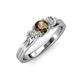 2 - Alyssa 0.90 ctw (5.50 mm) Round Smoky Quartz and Lab Grown Diamond Three Stone Engagement Ring 