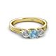 3 - Alyssa 0.92 ctw (5.50 mm) Round Aquamarine and Lab Grown Diamond Three Stone Engagement Ring 