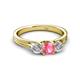 3 - Alyssa 0.92 ctw (5.50 mm) Round Pink Tourmaline and Lab Grown Diamond Three Stone Engagement Ring 