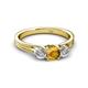 3 - Alyssa 0.92 ctw (5.50 mm) Round Citrine and Lab Grown Diamond Three Stone Engagement Ring 