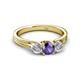 3 - Alyssa 0.92 ctw (5.50 mm) Round Iolite and Lab Grown Diamond Three Stone Engagement Ring 