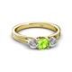 3 - Alyssa 0.89 ctw (5.50 mm) Round Peridot and Lab Grown Diamond Three Stone Engagement Ring 
