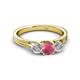 3 - Alyssa 0.98 ctw (5.50 mm) Round Rhodolite Garnet and Lab Grown Diamond Three Stone Engagement Ring 