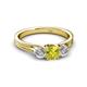 3 - Alyssa 0.93 ctw (5.50 mm) Round Yellow Diamond and Lab Grown Diamond Three Stone Engagement Ring 