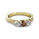 3 - Alyssa 0.90 ctw (5.50 mm) Round Smoky Quartz and Lab Grown Diamond Three Stone Engagement Ring 