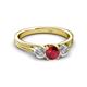 3 - Alyssa 0.96 ctw (5.50 mm) Round Ruby and Lab Grown Diamond Three Stone Engagement Ring 