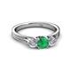 3 - Alyssa 0.92 ctw (5.50 mm) Round Emerald and Lab Grown Diamond Three Stone Engagement Ring 