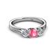 3 - Alyssa 0.92 ctw (5.50 mm) Round Pink Tourmaline and Lab Grown Diamond Three Stone Engagement Ring 