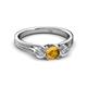 3 - Alyssa 0.92 ctw (5.50 mm) Round Citrine and Lab Grown Diamond Three Stone Engagement Ring 