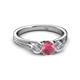 3 - Alyssa 0.98 ctw (5.50 mm) Round Rhodolite Garnet and Lab Grown Diamond Three Stone Engagement Ring 