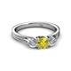 3 - Alyssa 0.93 ctw (5.50 mm) Round Yellow Diamond and Lab Grown Diamond Three Stone Engagement Ring 