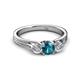 3 - Alyssa 0.95 ctw (5.50 mm) Round London Blue Topaz and Lab Grown Diamond Three Stone Engagement Ring 