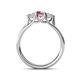 4 - Alyssa 0.98 ctw (5.50 mm) Round Rhodolite Garnet and Lab Grown Diamond Three Stone Engagement Ring 