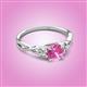 2 - Benita 1.11 ctw (6.00 mm) Round Pink Sapphire and Side Natural Diamond Celtic Love Knot Entwined Engagement Ring  