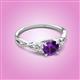2 - Benita 1.03 ctw (6.50 mm) Round Amethyst and Side Natural Diamond Celtic Love Knot Entwined Engagement Ring  