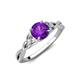 3 - Benita 1.03 ctw (6.50 mm) Round Amethyst and Side Natural Diamond Celtic Love Knot Entwined Engagement Ring  