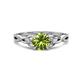 1 - Benita 1.26 ctw (6.50 mm) Round Peridot and Side Natural Diamond Celtic Love Knot Entwined Engagement Ring  