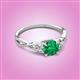 2 - Benita 0.88 ctw (6.00 mm) Round Emerald and Side Natural Diamond Celtic Love Knot Entwined Engagement Ring  
