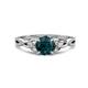 1 - Benita 1.11 ctw (6.50 mm) Round London Blue Topaz and Side Natural Diamond Celtic Love Knot Entwined Engagement Ring  