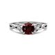 1 - Benita 1.21 ctw (6.50 mm) Round Red Garnet and Side Natural Diamond Celtic Love Knot Entwined Engagement Ring  
