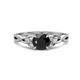1 - Benita 1.16 ctw (6.00 mm) Round Black Diamond and Side Natural Diamond Celtic Love Knot Entwined Engagement Ring  