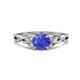 1 - Benita 1.08 ctw (6.50 mm) Round Tanzanite and Side Natural Diamond Celtic Love Knot Entwined Engagement Ring  