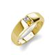 3 - Ethan 0.18 ctw (3.00 mm) Round Natural Diamond and Citrine 2 Stone Men Wedding Ring 