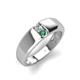 3 - Ethan 0.22 ctw (3.00 mm) Round Natural Diamond and Lab Created Alexandrite 2 Stone Men Wedding Ring 