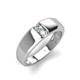 3 - Ethan 0.16 ctw (3.00 mm) Round Natural Diamond and Opal 2 Stone Men Wedding Ring 