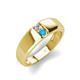 3 - Ethan 0.17 ctw (3.00 mm) Round Natural Diamond and Turquoise 2 Stone Men Wedding Ring 