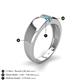 4 - Ethan 0.17 ctw (3.00 mm) Round Natural Diamond and Turquoise 2 Stone Men Wedding Ring 