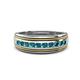 1 - Zaid 0.50 ctw (2.40 mm) Round London Blue Topaz Two Toned and High Polished Edges Men Wedding Band 