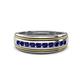 1 - Zaid 0.55 ctw (2.40 mm) Round Blue Sapphire Two Toned and High Polished Edges Men Wedding Band 