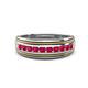 1 - Zaid 0.55 ctw (2.40 mm) Round Ruby Two Toned and High Polished Edges Men Wedding Band 