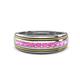 1 - Zaid 0.55 ctw (2.40 mm) Round Pink Sapphire Two Toned and High Polished Edges Men Wedding Band 