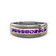 1 - Zaid 0.35 ctw (2.40 mm) Round Amethyst Two Toned and High Polished Edges Men Wedding Band 