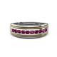 1 - Zaid 0.63 ctw (2.40 mm) Round Rhodolite Garnet Two Toned and High Polished Edges Men Wedding Band 