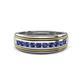 1 - Zaid 0.35 ctw (2.40 mm) Round Iolite Two Toned and High Polished Edges Men Wedding Band 