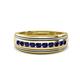 1 - Zaid 0.55 ctw (2.40 mm) Round Blue Sapphire Two Toned and High Polished Edges Men Wedding Band 