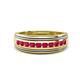 1 - Zaid 0.55 ctw (2.40 mm) Round Ruby Two Toned and High Polished Edges Men Wedding Band 