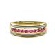 1 - Zaid 0.35 ctw (2.40 mm) Round Pink Tourmaline Two Toned and High Polished Edges Men Wedding Band 
