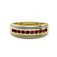1 - Zaid 0.63 ctw (2.40 mm) Round Red Garnet Two Toned and High Polished Edges Men Wedding Band 
