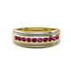 1 - Zaid 0.63 ctw (2.40 mm) Round Rhodolite Garnet Two Toned and High Polished Edges Men Wedding Band 
