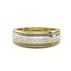1 - Zaid 0.55 ctw (2.40 mm) Round White Sapphire Two Toned and High Polished Edges Men Wedding Band 