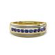 1 - Zaid 0.35 ctw (2.40 mm) Round Iolite Two Toned and High Polished Edges Men Wedding Band 
